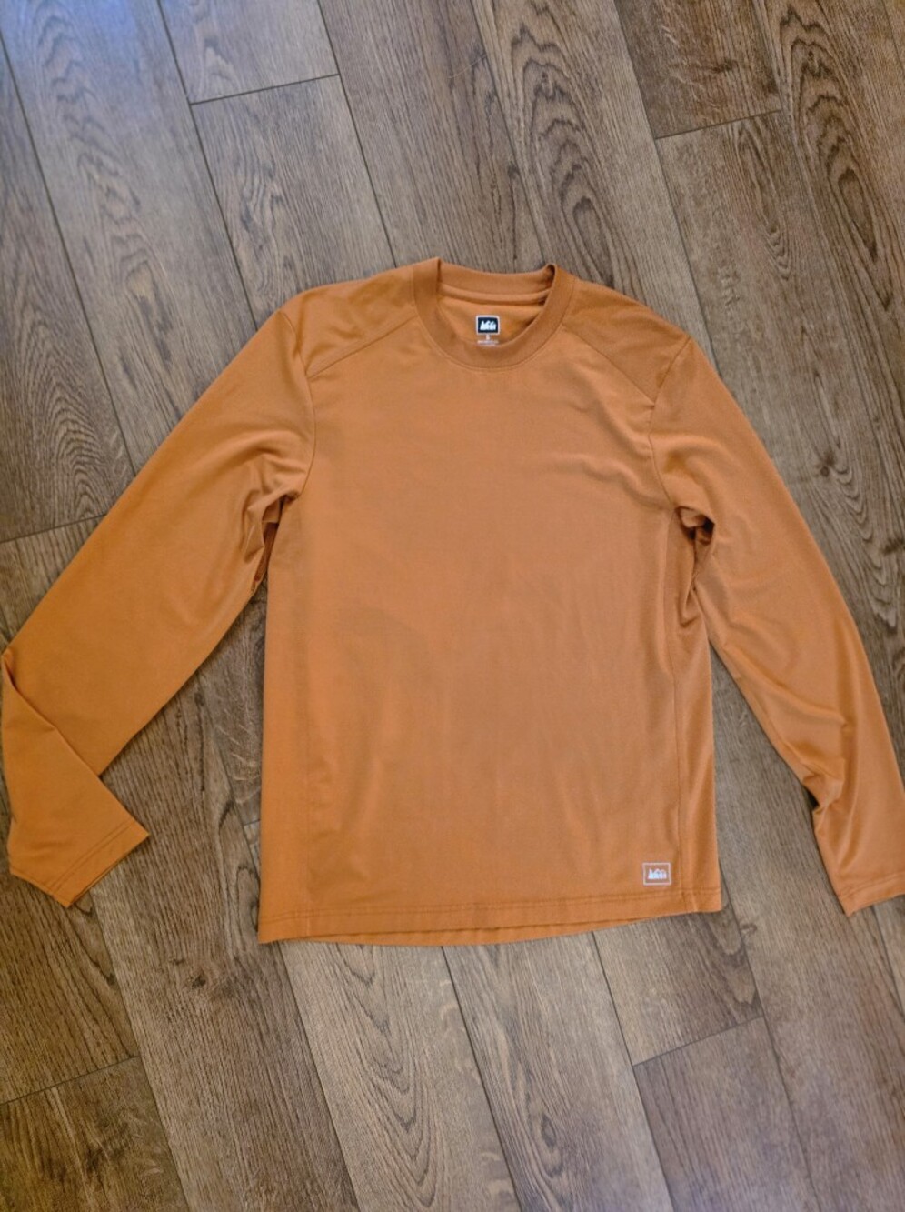 REI Men's Long Sleeve Base Layer in Rust Orange